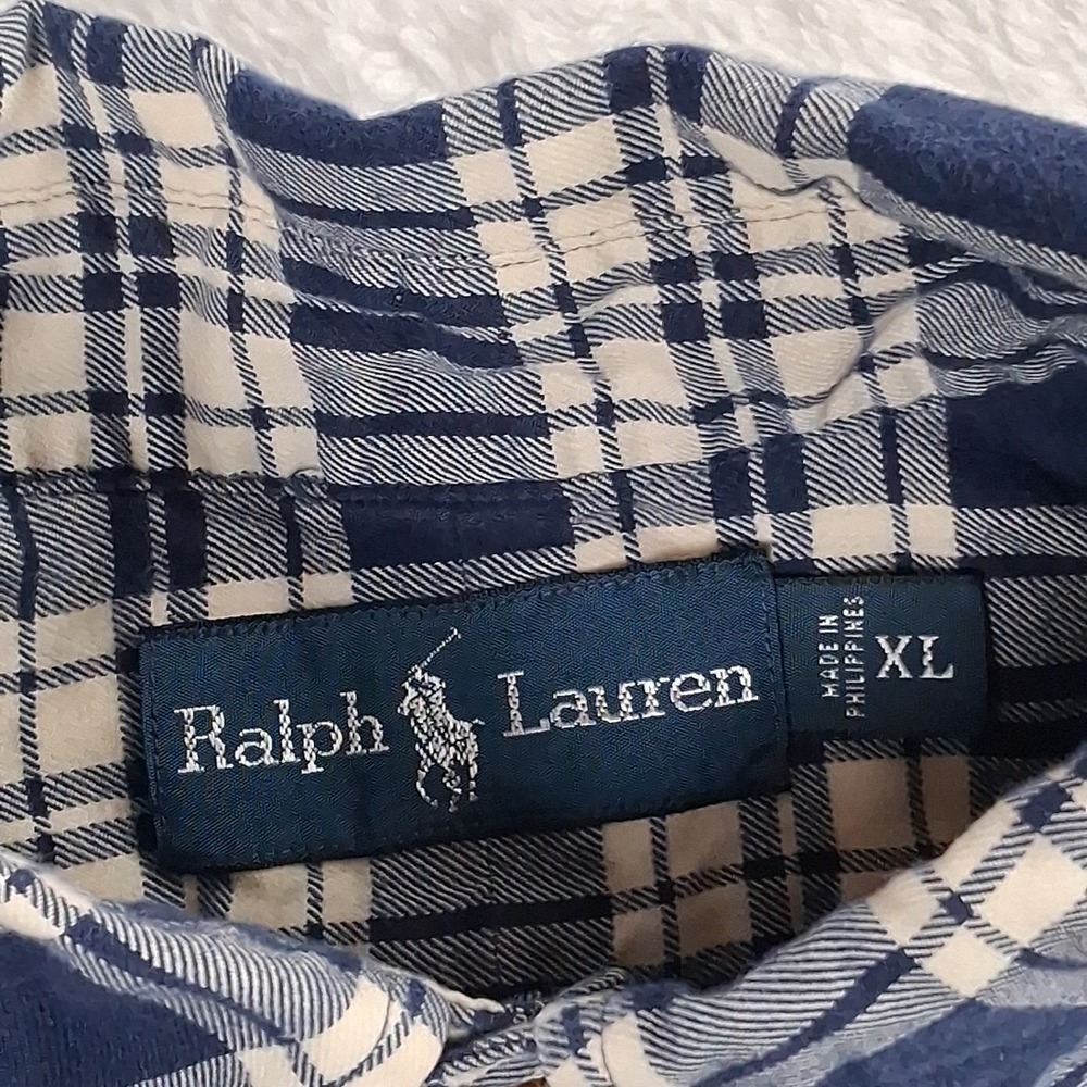 Ralph Lauren Shirt Mens XL Blue White Plaid Long Sleeve Button Down Classic - Picture 6 of 10